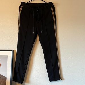 Striped Slim Fit Sweats Pants with Taping Detail in Black Zara